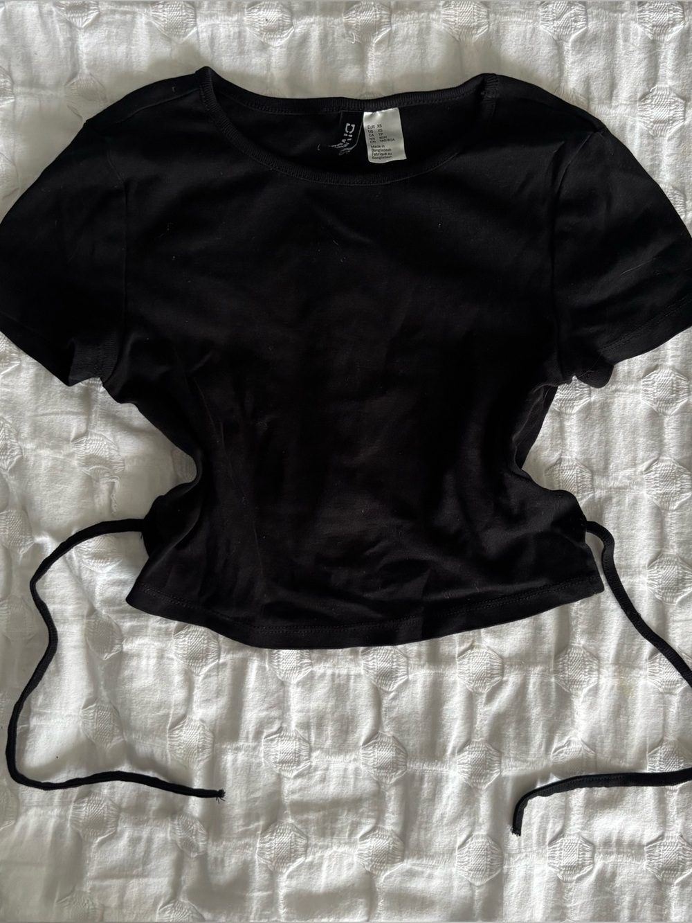 Black Back-Tie Crop Tee